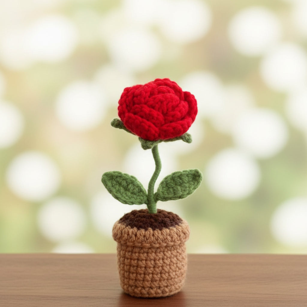 Handmade Knitted Rose Flower